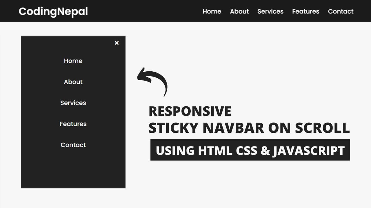 Satire korrelat Disco Responsive Sticky Navigation Bar using HTML CSS & JavaScript