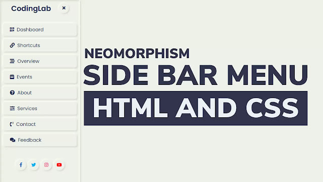 Neumorphism Side Bar Menu using HTML & CSS