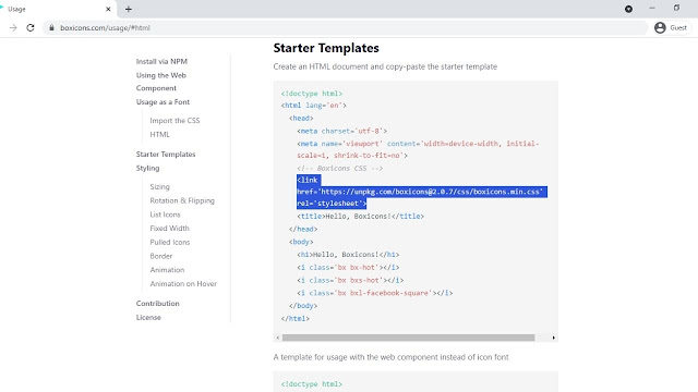 use iocns in HTML