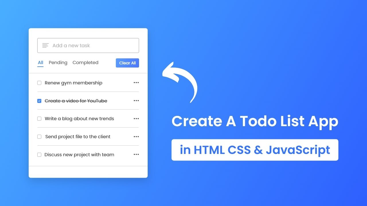 Create A Todo List App in HTML CSS & JavaScript