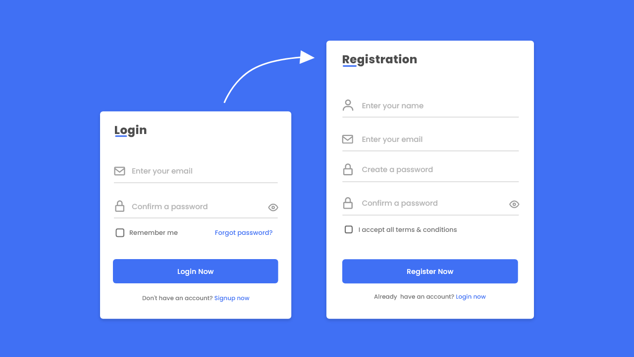 Login and Registration Form in HTML CSS and JavaScript