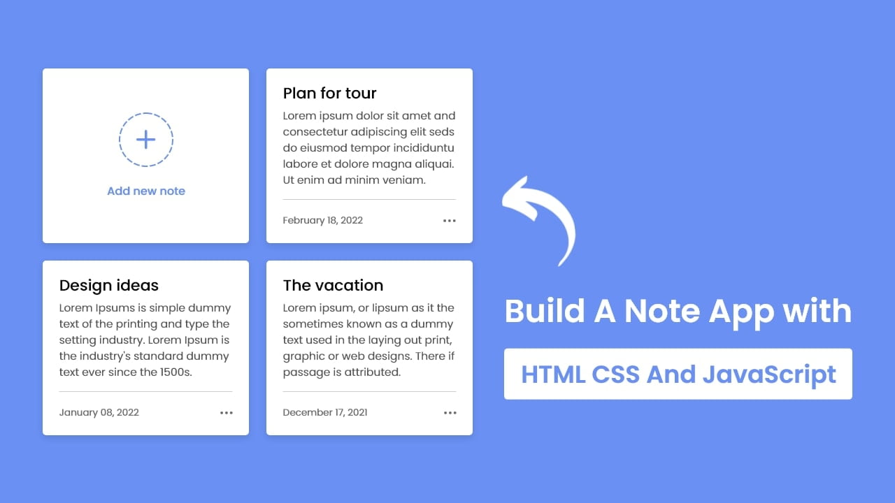 Notes App in HTML CSS & JavaScript
