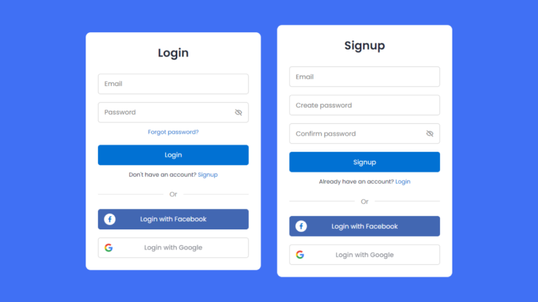 how to make a signup page in html with database