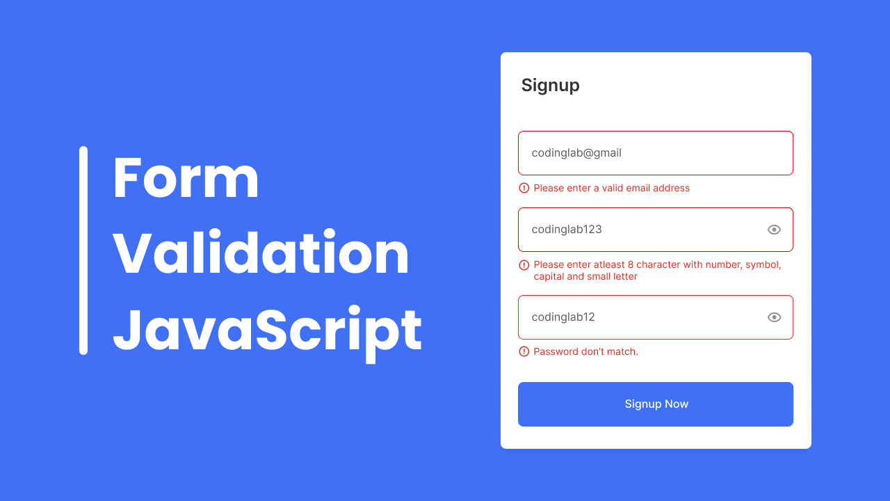 How to Validate Email & Password in HTML CSS JavaScript