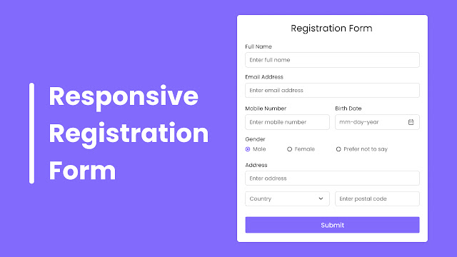 Create Responsive Registration Form In HTML CSS