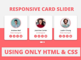 Responsive Profile Card Slider in HTML CSS