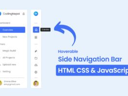 Hoverable Sidebar Menu in HTML CSS & JavaScript