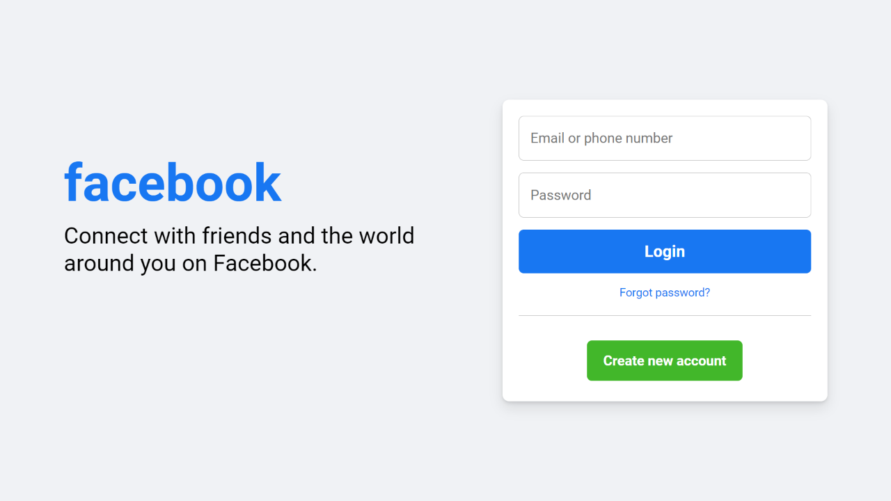 1 Facebook login screen at system launch. Source: Screenshot from