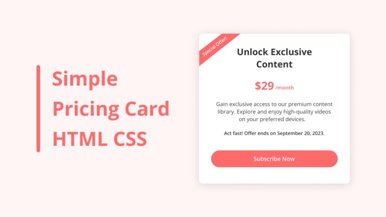 Create A Simple Pricing Card in HTML and CSS