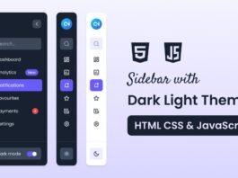 Sidebar Menu with DarkLight Theme Toggle in HTML CSS & JavaScript